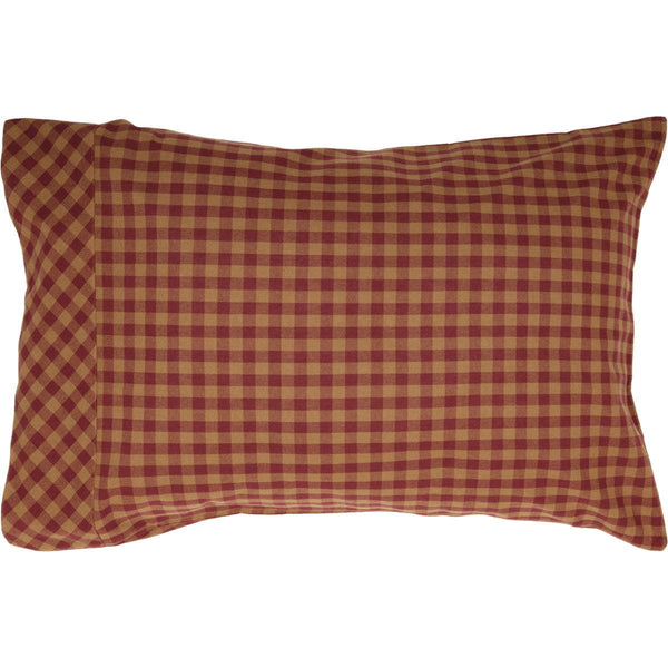 Set of 2 Burgundy Check Pillow Cases