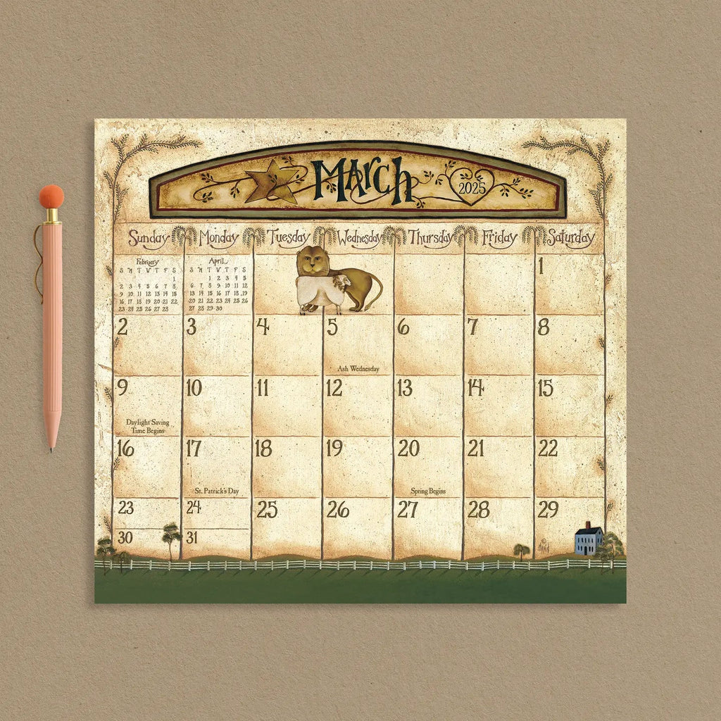 2025 Folk Art by David Magnetic Calendar Pad - Olde Glory