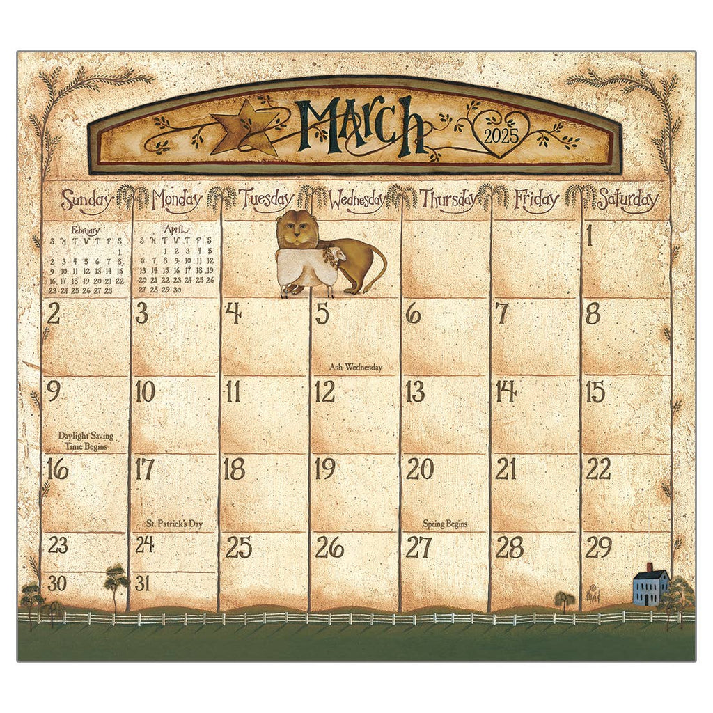 2025 Folk Art by David Magnetic Calendar Pad - Olde Glory