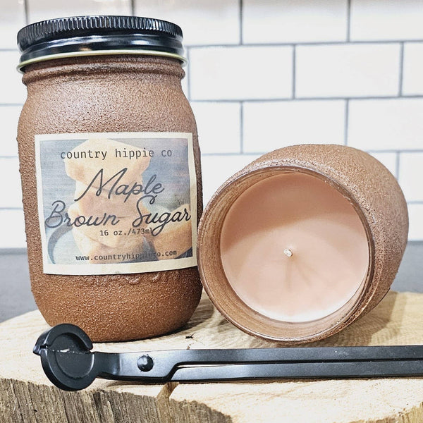 Maple Brown Sugar Rustic Farmhouse Mason Jar Candle