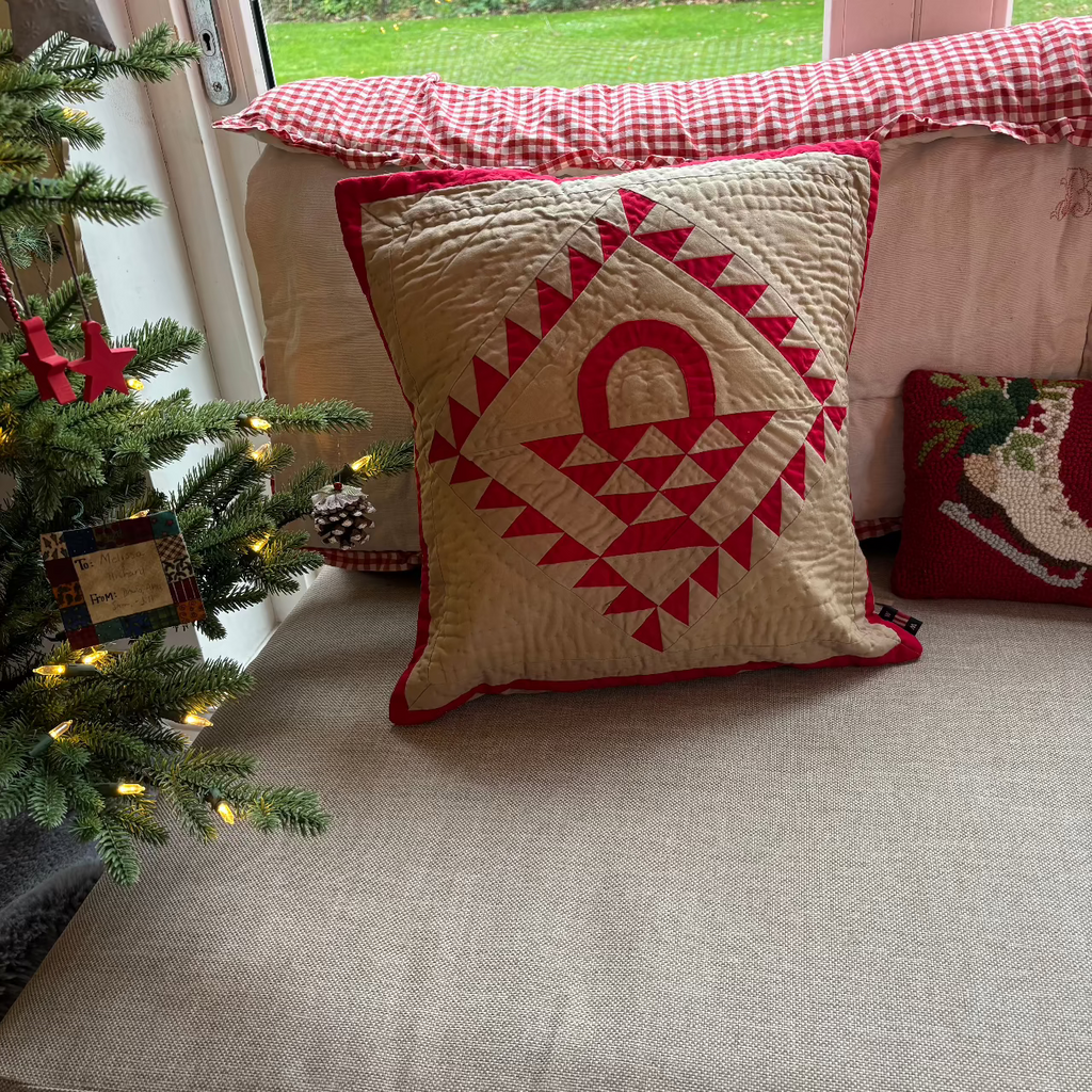 Red Tea Dyed Country Basket Cushion