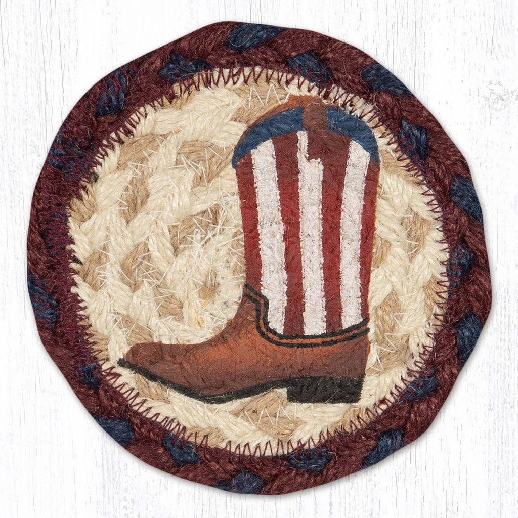 American Cowboy Boot Jute Coaster