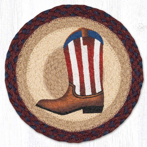 American Cowboy Boot Jute Trivet Mat - Olde Glory