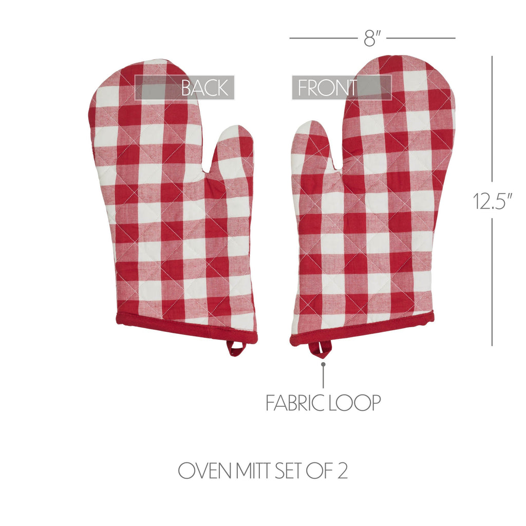 Annie Red Buffalo Check Oven Mitt Set - Olde Glory