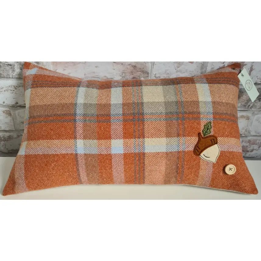 Autumn Tartan Cushion with Acorn - Olde Glory