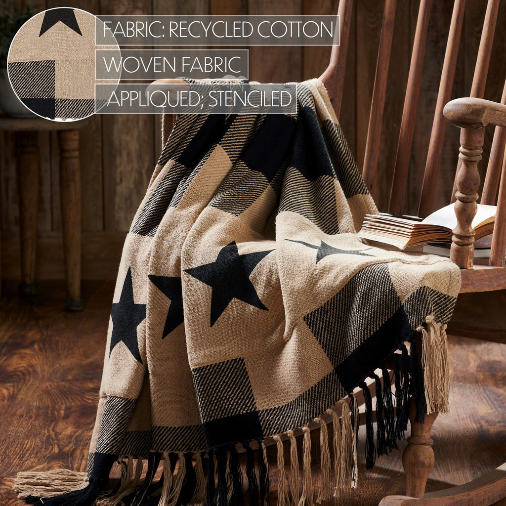 Black Check Star Woven Recycled Cotton Throw - Olde Glory