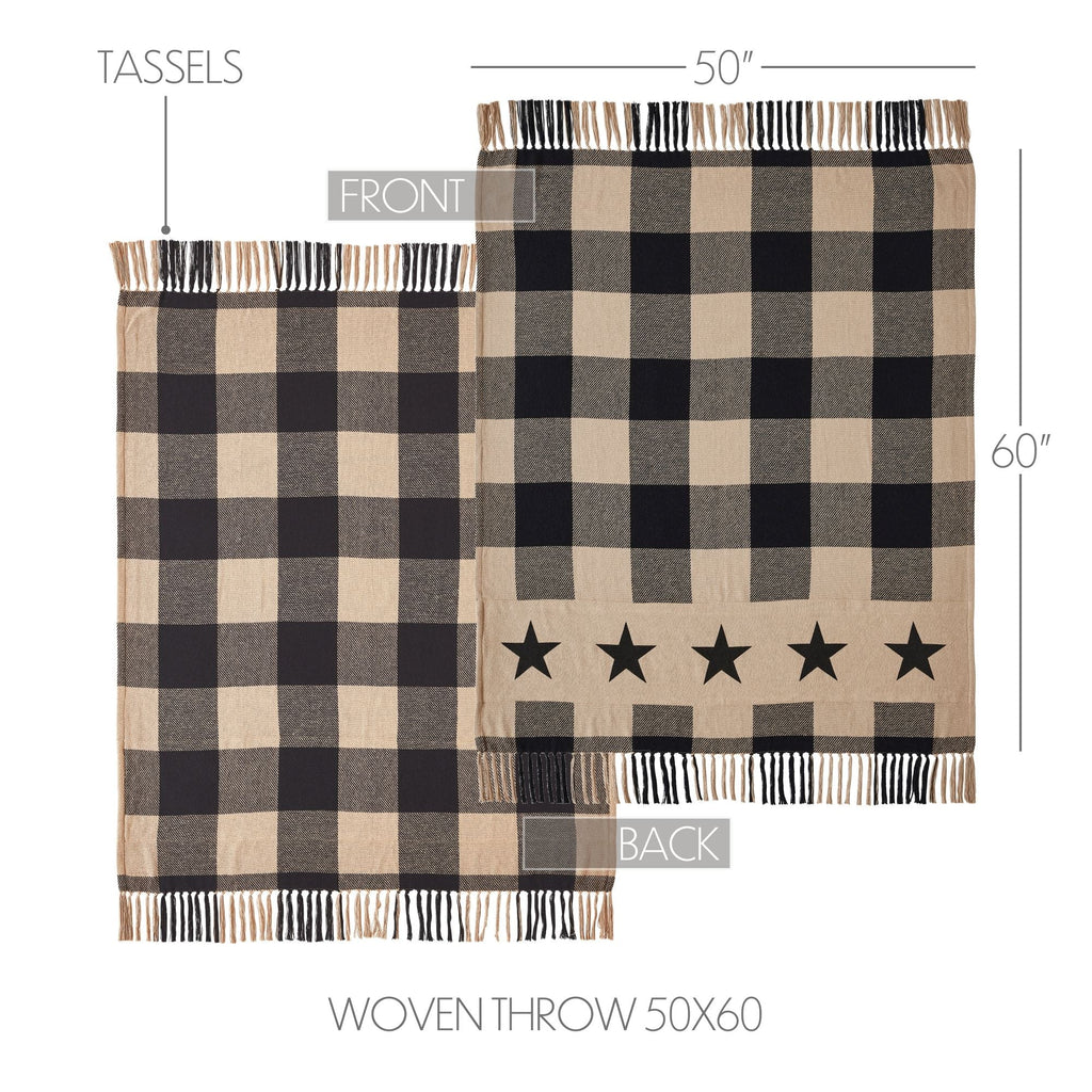 Black Check Star Woven Recycled Cotton Throw - Olde Glory