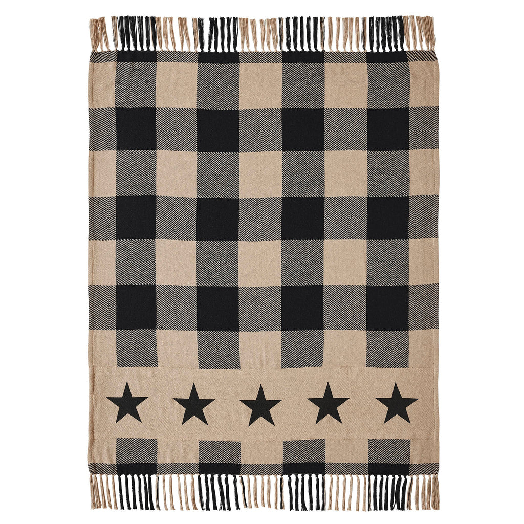 Black Check Star Woven Recycled Cotton Throw - Olde Glory