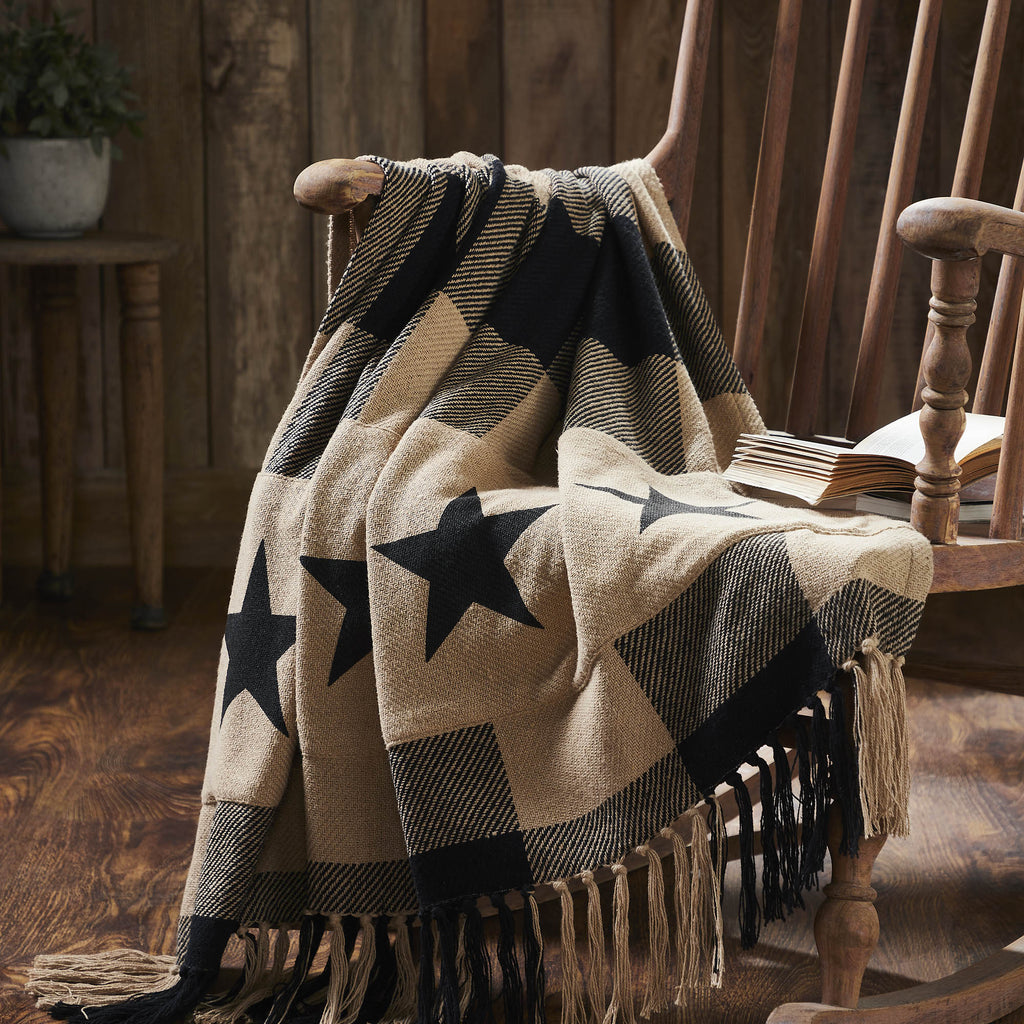 Black Check Star Woven Recycled Cotton Throw - Olde Glory