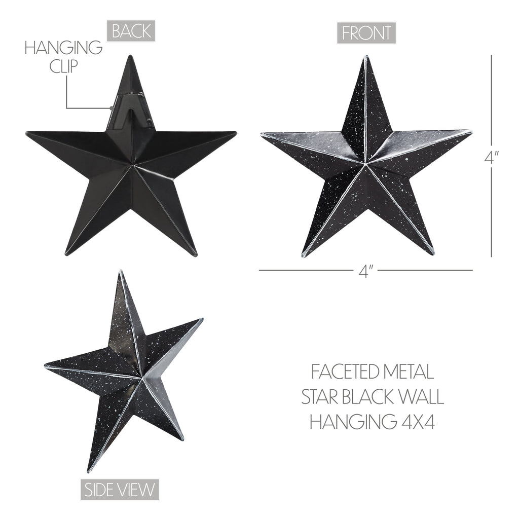 Black Faceted 4" Barn Star - Olde Glory