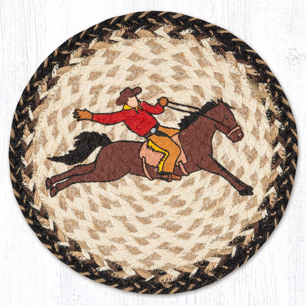 Bucking Cowboy Jute Trivet Mat - Olde Glory