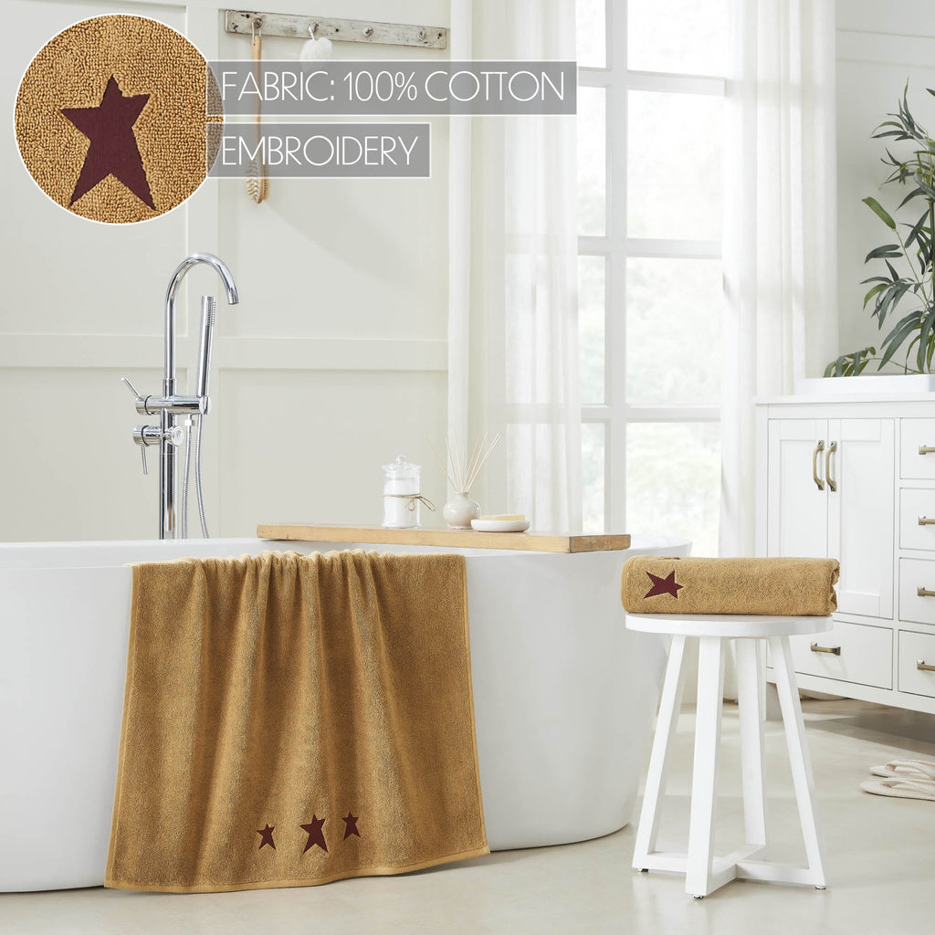 Burgundy Primitive Stars Bath Towel - Olde Glory