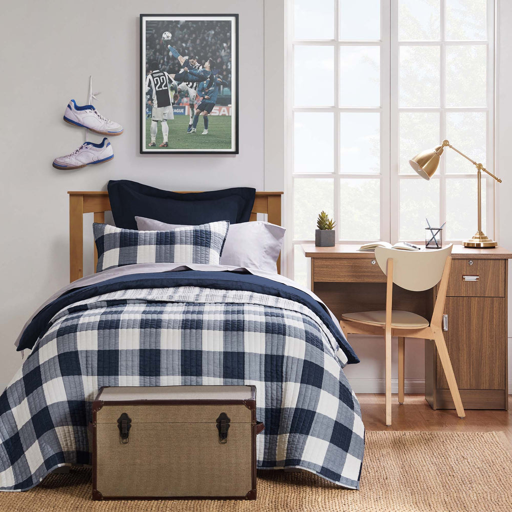 Camden Navy Buffalo Check Quilt Set - Olde Glory