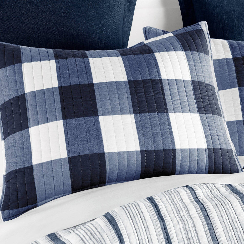 Camden Navy Buffalo Check Quilt Set - Olde Glory