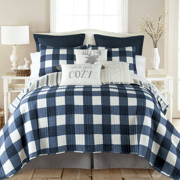 Camden Navy Buffalo Check Quilt Set - Olde Glory