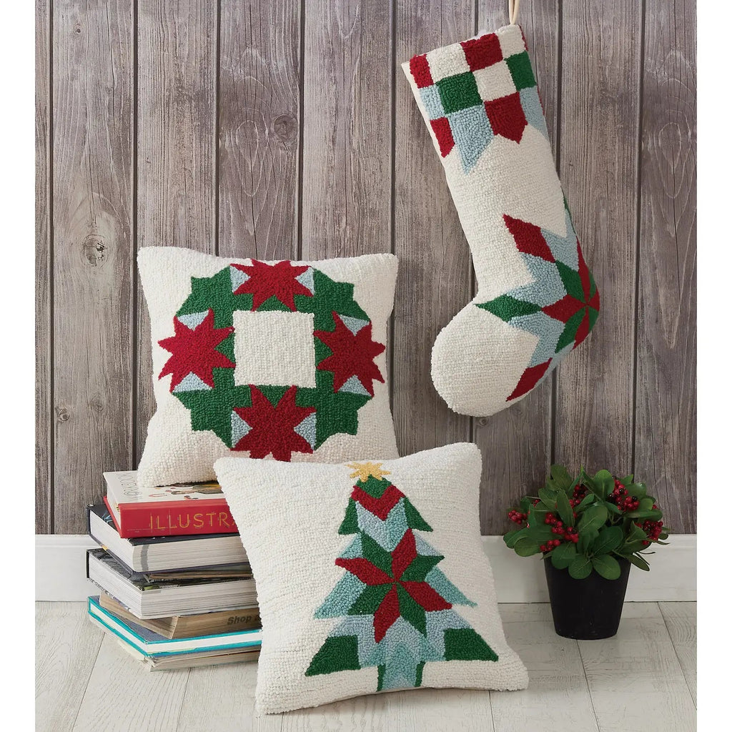 Christmas Patchwork Hooked Stocking - Olde Glory