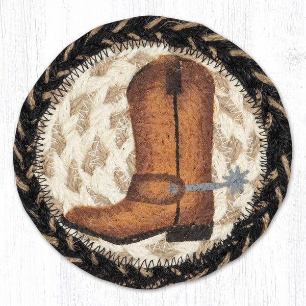 Cowboy Boot Jute Coaster