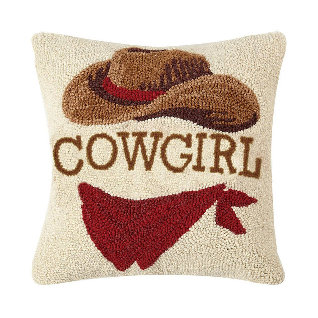 Cowgirl Cowboy Hooked Cushion - Olde Glory