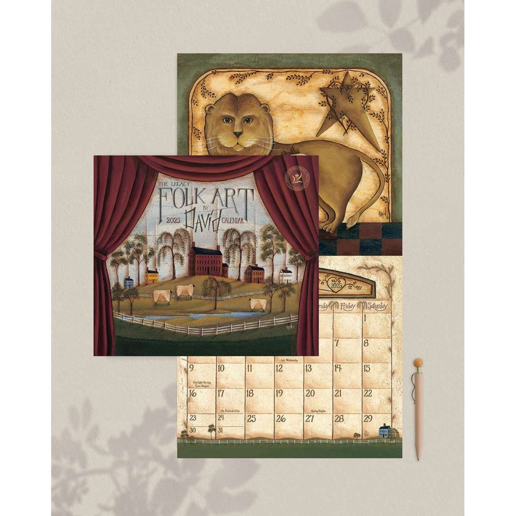 Folk Art By David 2025 Wall Calendar - Olde Glory