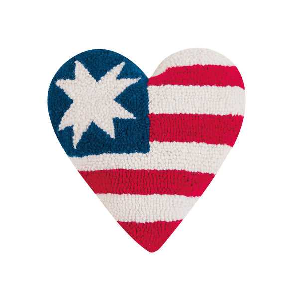 Heart Shaped Flag Hooked Cushion - Olde Glory