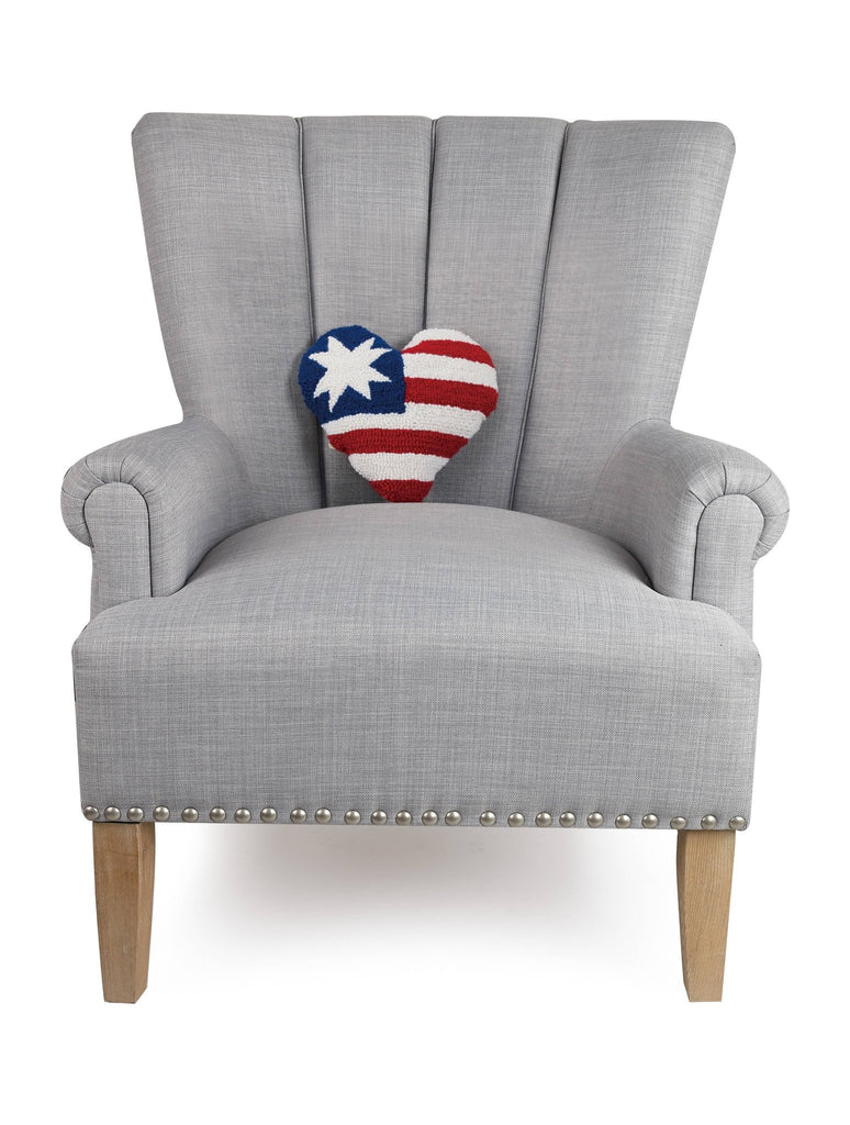 Heart Shaped Flag Hooked Cushion - Olde Glory