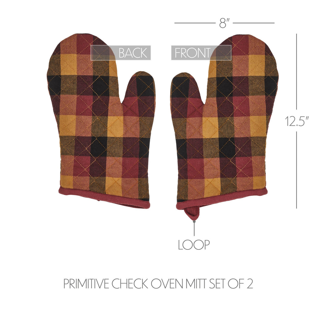 Heritage Farms Primitive Check Oven Mitt Set - Olde Glory