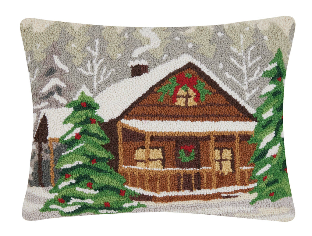 Holiday Woods Cabin Hooked Cushion - Olde Glory