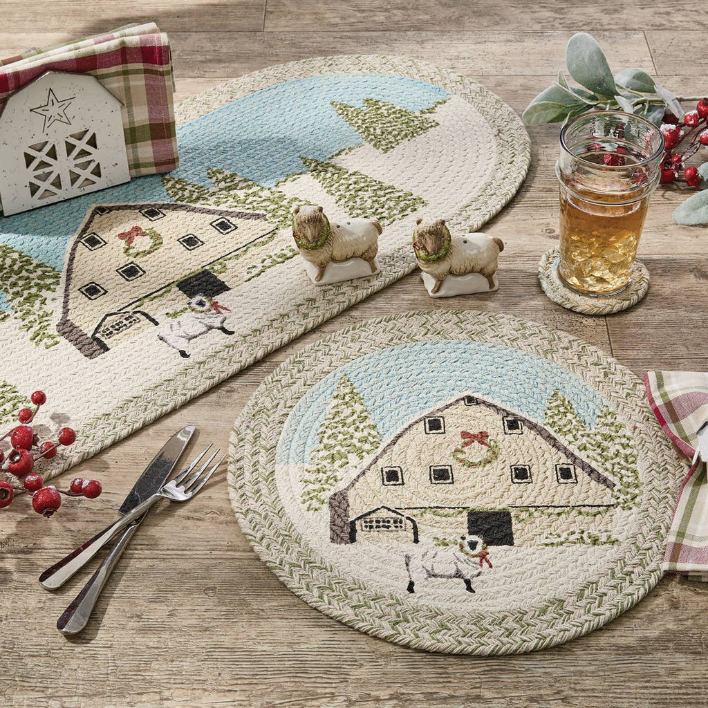 Humble Beginnings Christmas Barn Braided Placemat - Olde Glory