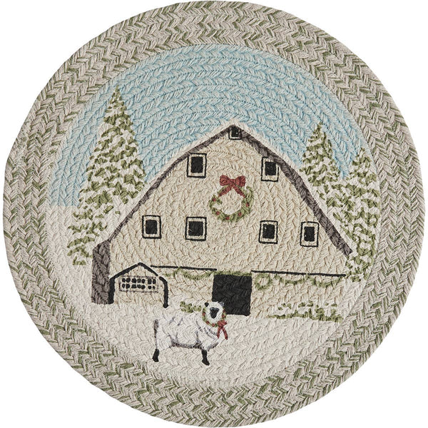 Humble Beginnings Christmas Barn Braided Placemat - Olde Glory