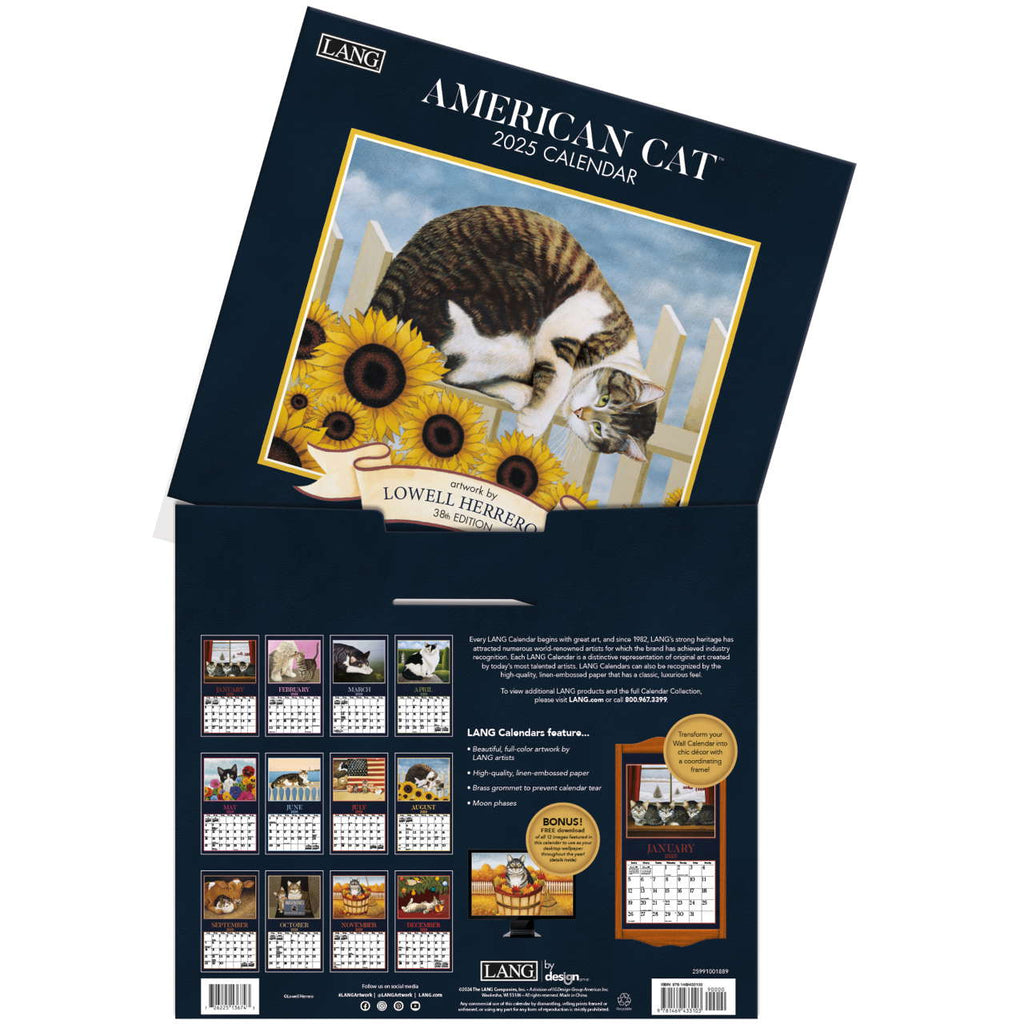 LANG American Cat 2025 Wall Calendar by Lowell Herrero - Olde Glory