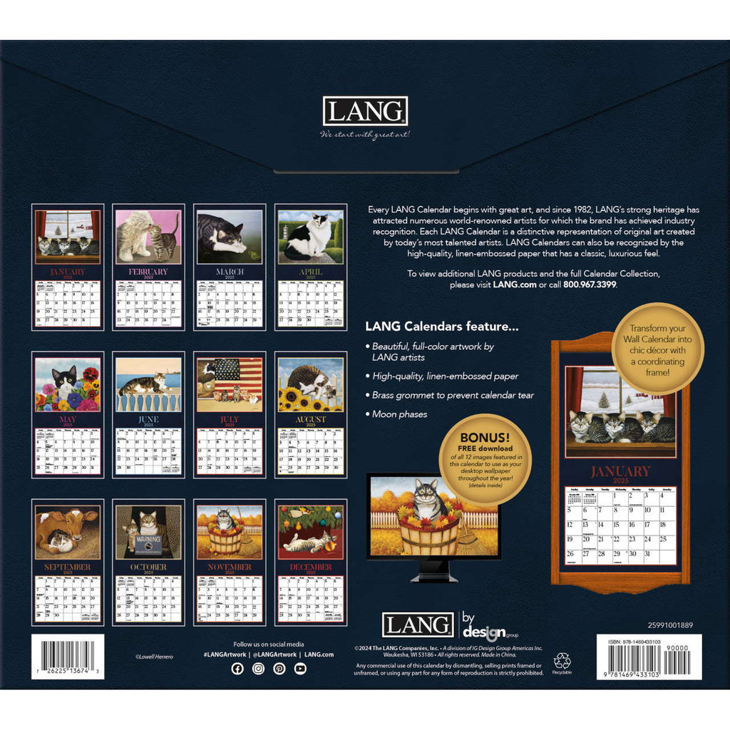 LANG American Cat 2025 Wall Calendar by Lowell Herrero - Olde Glory