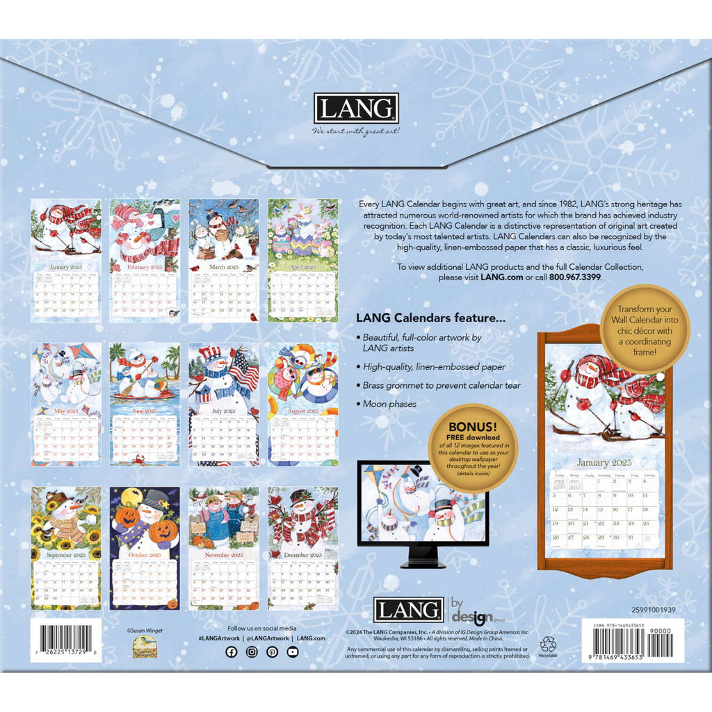 LANG Sam Snowman 2025 Wall Calendar by Susan Winget - Olde Glory