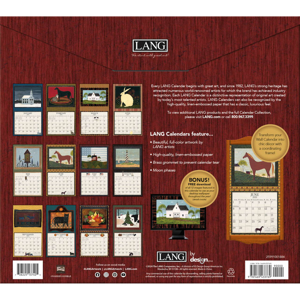 LANG Warren Kimble 2025 Wall Calendar - Olde Glory