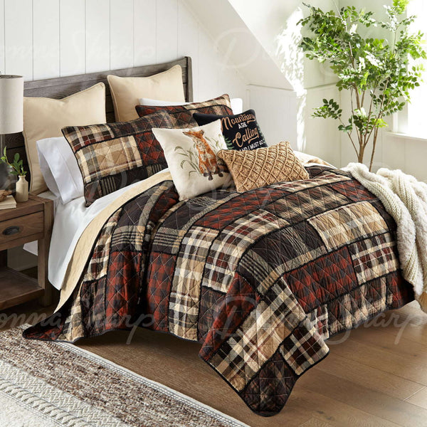 LJ Plaid Cotton Pieced Quilt Set - Olde Glory