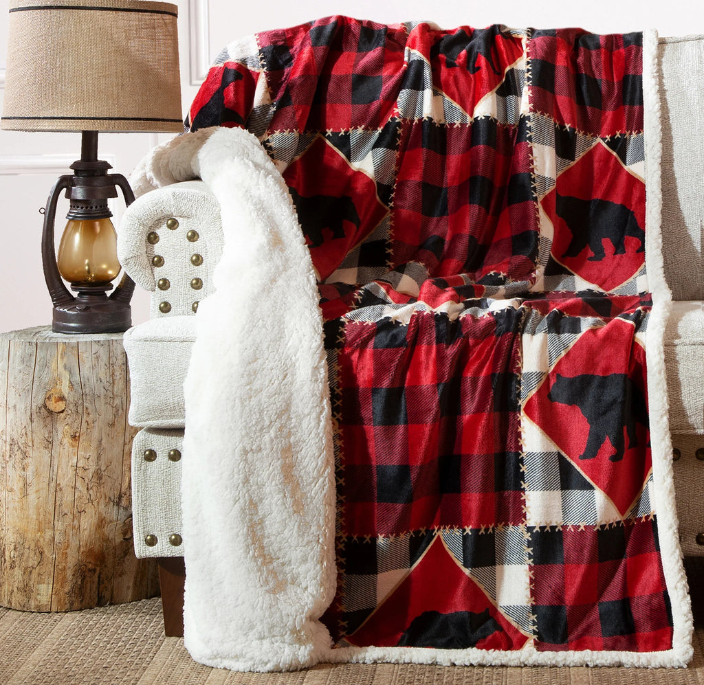 Lumberjack Bear Plush Throw - Olde Glory