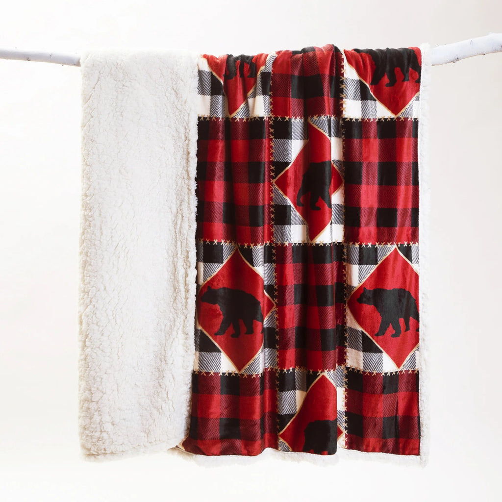 Lumberjack Bear Plush Throw - Olde Glory