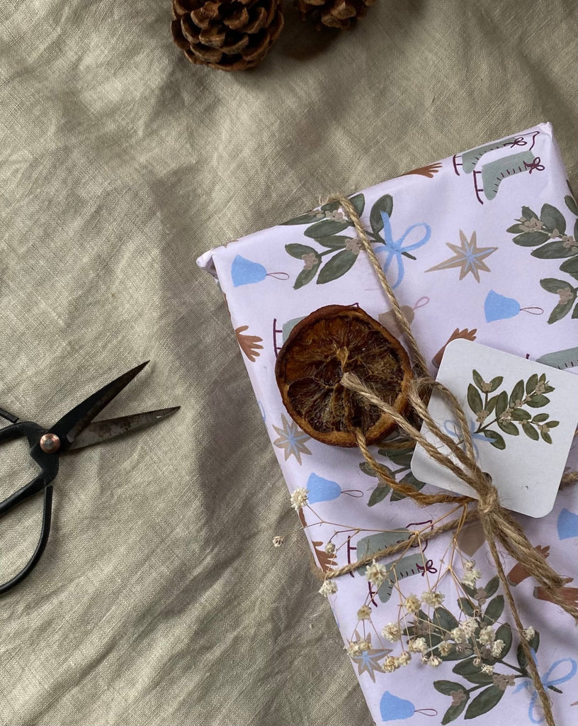 Mistletoe and Skates Wrapping Paper - Olde Glory