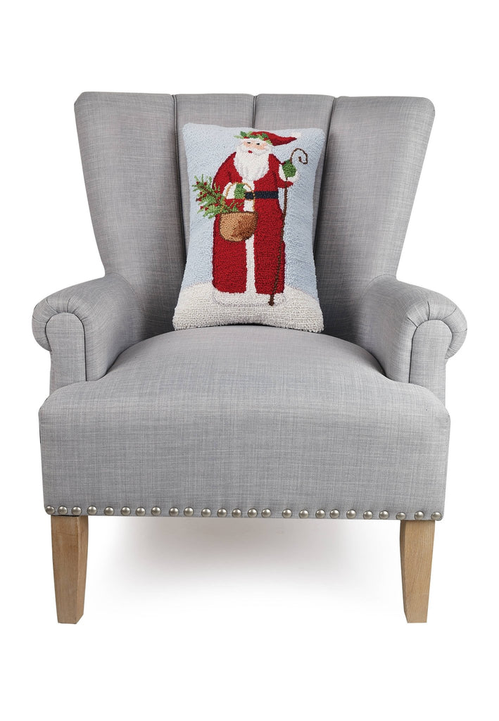 Noel Santa with Basket Hooked Cushion - Olde Glory