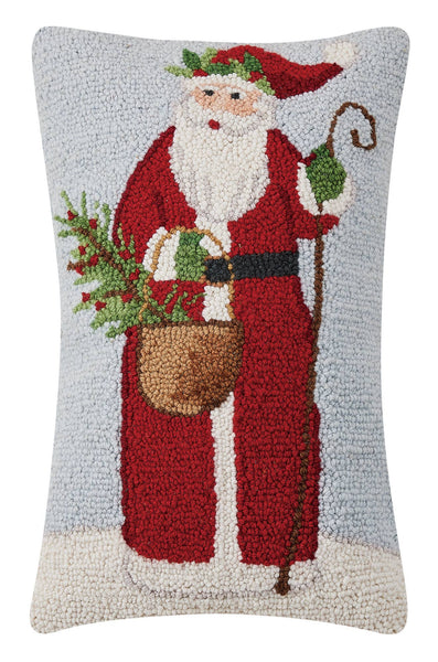 Noel Santa with Basket Hooked Cushion - Olde Glory