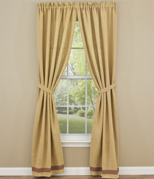 Burlap and Homespun Check Unlined Curtain Panels