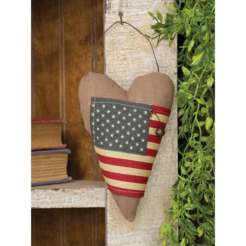 Primitive Flag Wrapped Heart Decoration - Olde Glory