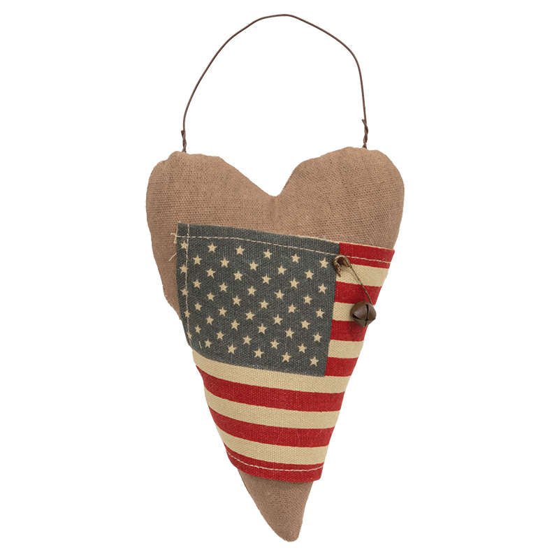 Primitive Flag Wrapped Heart Decoration - Olde Glory