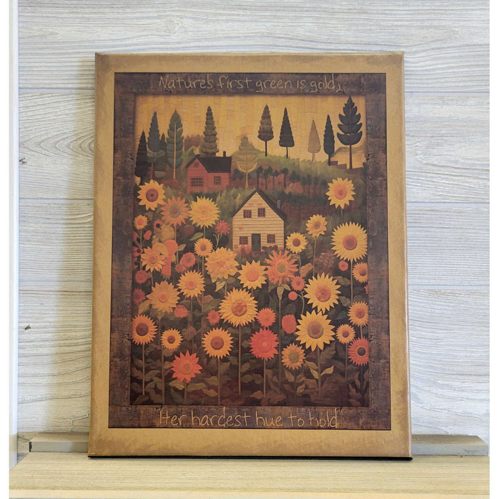 Primitive House and Sunflowers Canvas - Olde Glory