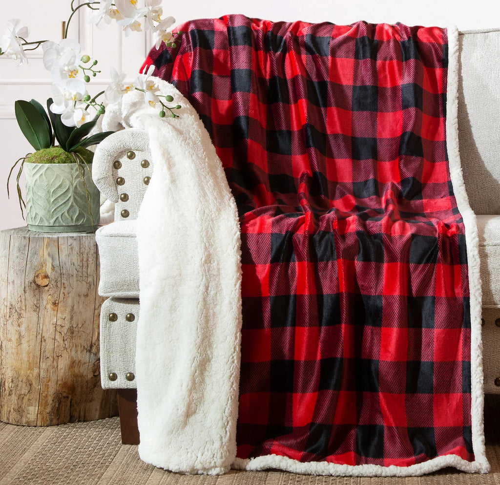 Red and Black Lumberjack Plush Throw - Olde Glory