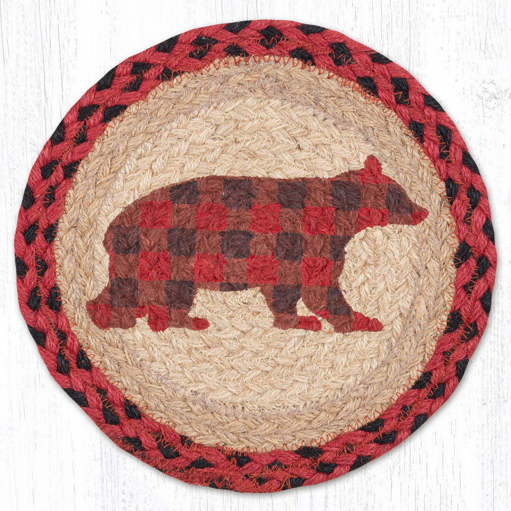 Red Plaid Bear Jute Trivet Mat - Olde Glory