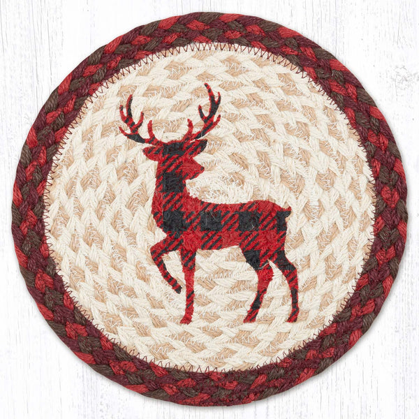 Red Plaid Deer Jute Trivet Mat - Olde Glory