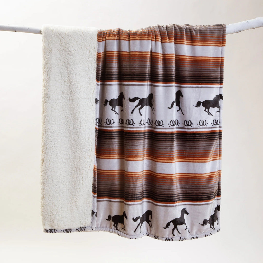 Running on the Range Plush Sherpa Throw - Olde Glory