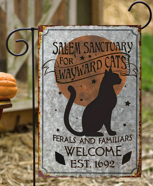 Salem Sanctuary for Wayward Cats Garden Flag - Olde Glory