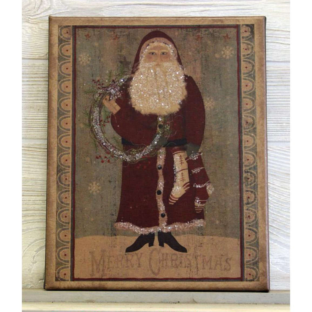 Santa With Wreath Canvas - Olde Glory