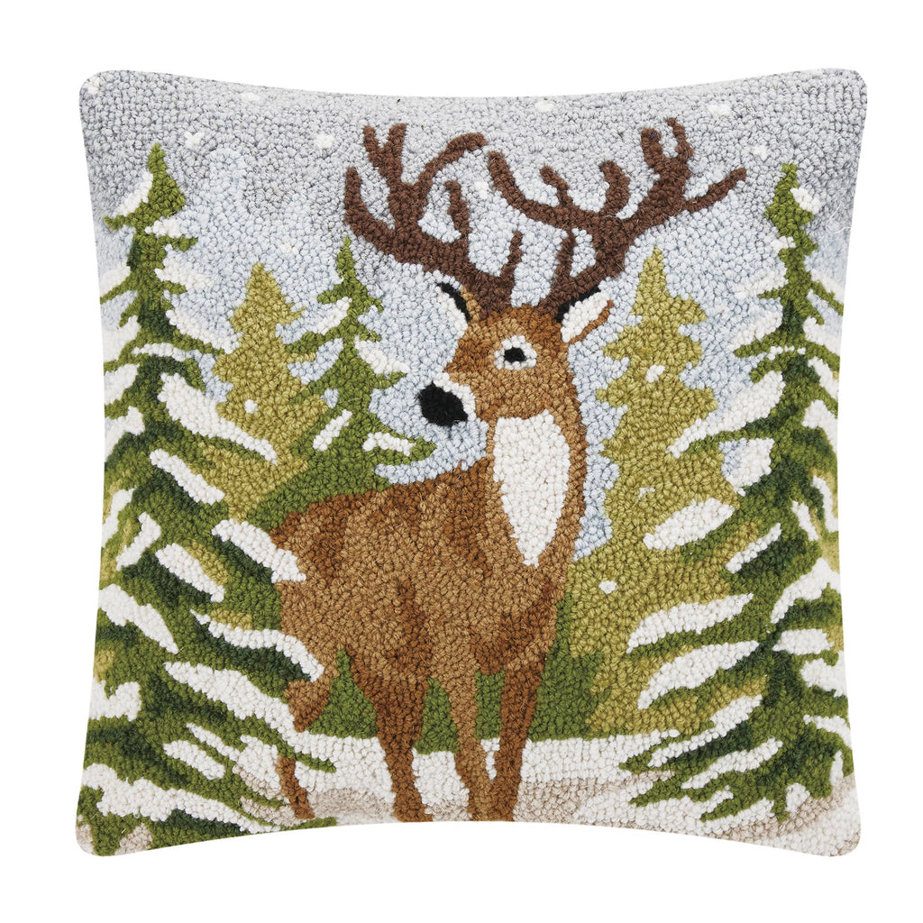 Snowfall Deer Hooked Cushion - Olde Glory